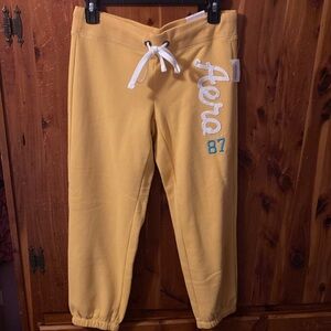 Aeropostale Yellow Kids Fleece Joggers with Aero 87 Patch Size XS